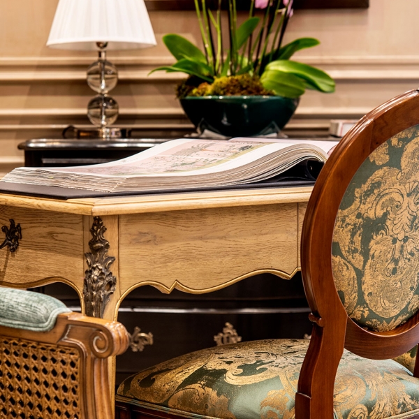 Louis XIV Style Hand Carved Chairs: With Matching Granite Top Table